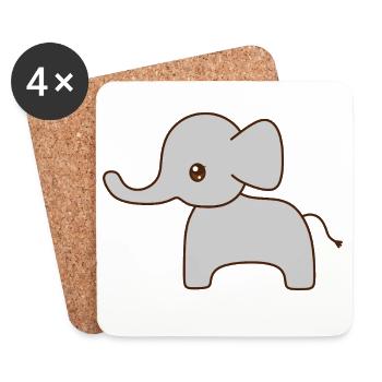 Gentle Grey Elephant Sketch - Coasters (set of 4) - white - Front