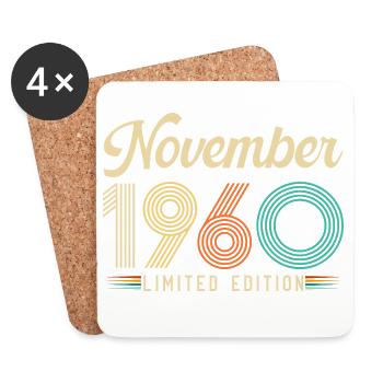 November 1960 Vintage Retro Geburtstagsgeschenk - Untersetzer (4er-Set) - Weiß - Vorne