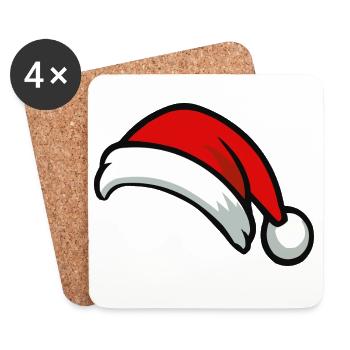 Chapeau de Père Noël Graphique - Dessous de verre (lot de 4) - blanc - Devant