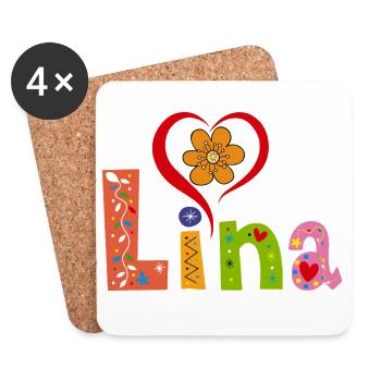 Lina Nom Tee - Dessous de verre (lot de 4) - blanc - Devant