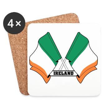 Irland-Flagge gekreuzt - Untersetzer (4er-Set) - Weiß - Vorne