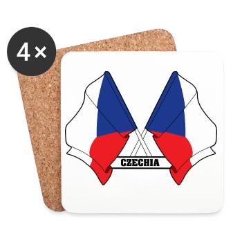 RÉPUBLIQUE TCHÈQUE – Drapeaux croisés - Dessous de verre (lot de 4) - blanc - Devant