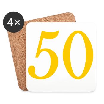 50. 50 ANS. 50e ANNIVERSAIRE. ANNIVERSAIRE 50 ANS. - Dessous de verre (lot de 4) - blanc - Devant
