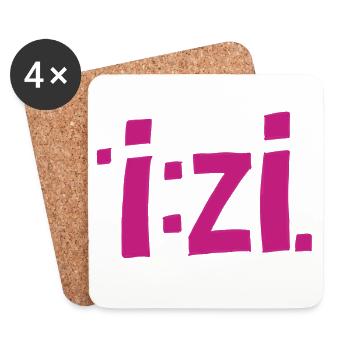 Police graffiti IzI en magenta - Dessous de verre (lot de 4) - blanc - Devant