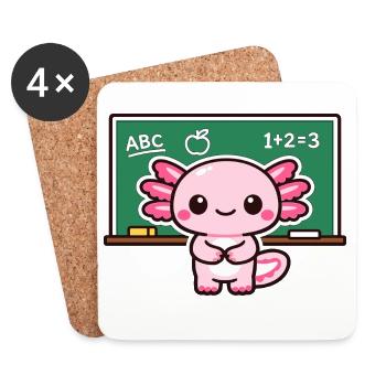 Kawaii debt revenge with chalk axolotl - Coasters (set of 4) - white - Front