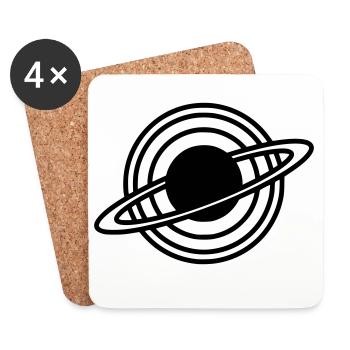 Saturn Planet Rings Silhouette - Coasters (set of 4) - white - Front