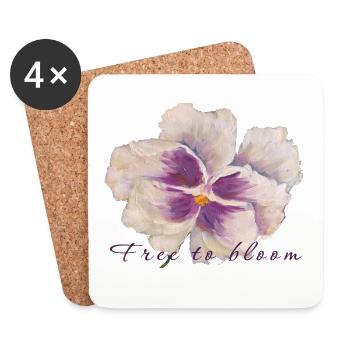 Peinture de fleurs en pensée blanche - Libre de fleurir - Dessous de verre (lot de 4) - blanc - Devant