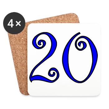 20. 20. JAHRESTAG. 20-JÄHRIGES JUBILÄUM. 20 JAHRE. - Untersetzer (4er-Set) - Weiß - Vorne