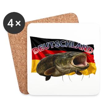 Wels Angeln Deutschland - Rhein Monster - Untersetzer (4er-Set) - Weiß - Vorne