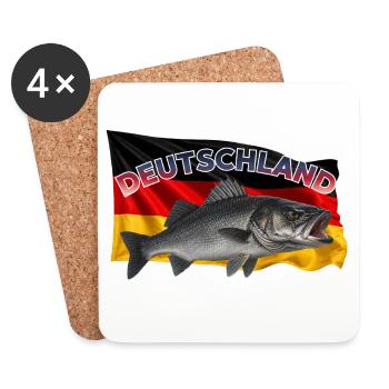 Wolfsbarsch Angeln Deutschland - Untersetzer (4er-Set) - Weiß - Vorne