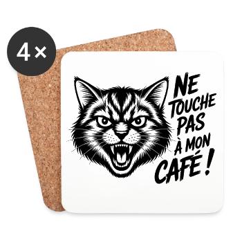 Ne touche pas à mon café ! - Dessous de verre (lot de 4) - blanc - Devant