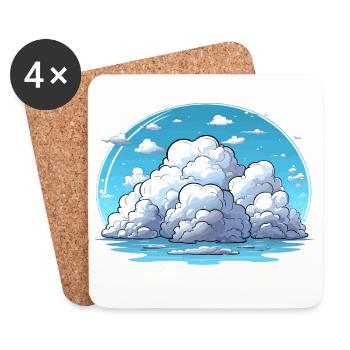 Île des Nuages au bord de la mer - Dessous de verre (lot de 4) - blanc - Devant