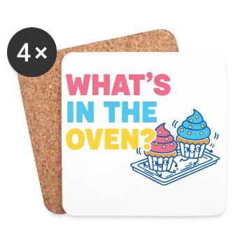 Gender Reveal Whats In The Oven Baby Shower - Coasters (set of 4) - white - Front