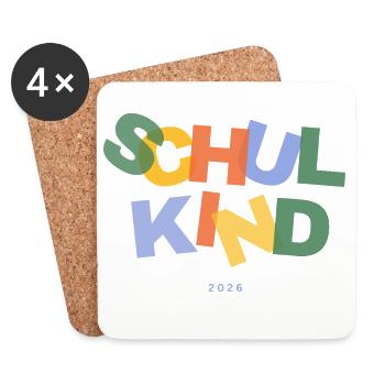 Schulkind 2026 - Untersetzer (4er-Set) - Weiß - Vorne
