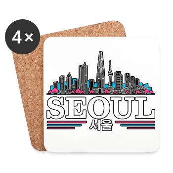 Seoul Korea Retro Vintage South Korean - Coasters (set of 4) - white - Front