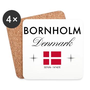 Bornholm Denmark Coordinates Travel Souvenir - Coasters (set of 4) - white - Front