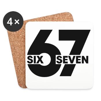 67 Six Seven – Minimal Streetwear Design - Untersetzer (4er-Set) - Weiß - Vorne