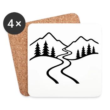 Minimalist hiking trail in the mountains - Coasters (set of 4) - white - Front