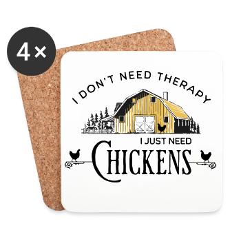 Thérapie de la ferme de poulets - Dessous de verre (lot de 4) - blanc - Devant