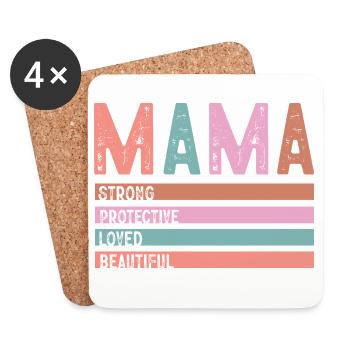 Mama Strong Protective Loved - Coasters (set of 4) - white - Front