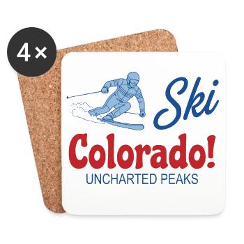 Retro Ski Colorado Unerforschte Gipfel - Untersetzer (4er-Set) - Weiß - Vorne