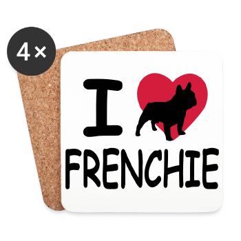 J'aime les Bouledogues Français - Dessous de verre (lot de 4) - blanc - Devant