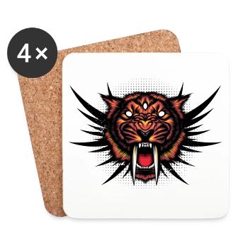 Saber tooth Tiger. Powerful Love Animals Gifts - Coasters (set of 4) - white - Front