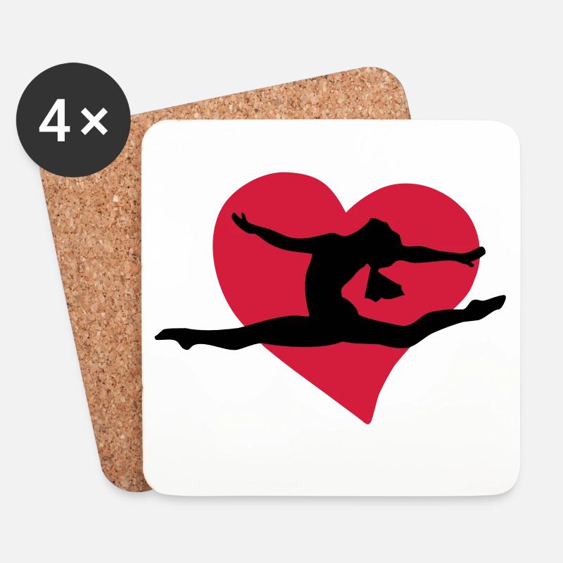 Il mio cuore batte per la ginnastica - Sottobicchieri (set da 4 pezzi) - bianco