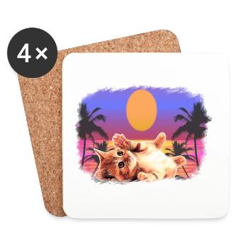 Baby cat palms sun - Coasters (set of 4) - white - Front