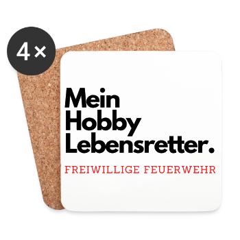 Mein Hobby Lebensretter. Freiwillige Feuerwehr. - Untersetzer (4er-Set) - Weiß - Vorne