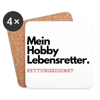 Mein Hobby Lebensretter. Rettungsdienst. - Untersetzer (4er-Set) - Weiß - Vorne
