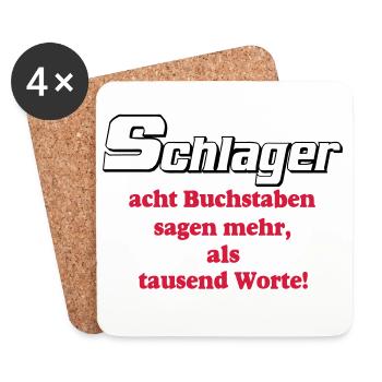 Schlager Party , Schlager Musik , Schlager Worte - Untersetzer (4er-Set) - Weiß - Vorne