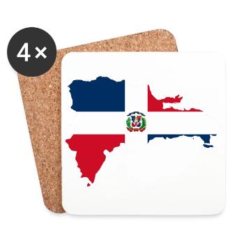 Drapeau République dominicaine carte drapeau - Dessous de verre (lot de 4) - blanc - Devant