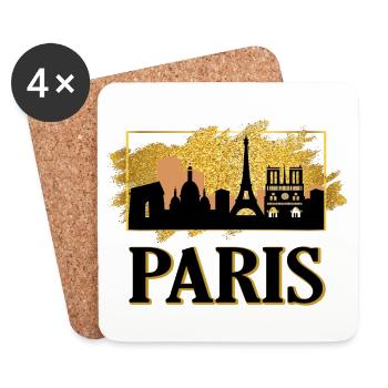 Paris Frankreich France Skyline Eiffelturm Gold - Untersetzer (4er-Set) - Weiß - Vorne