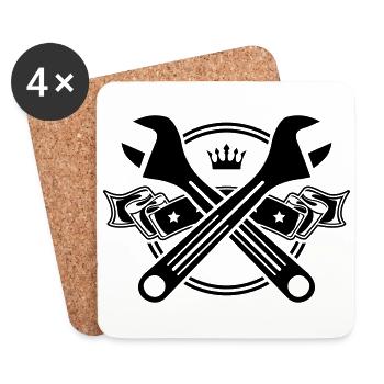Clé de la clé icon symbole - Dessous de verre (lot de 4) - blanc - Devant