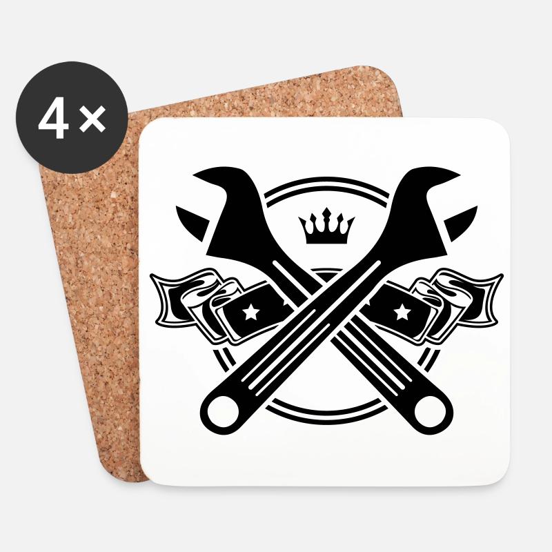 schraubenschlüssel icon symbol - Untersetzer (4er-Set) - Weiß