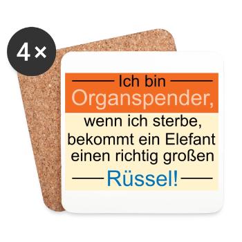 Ich habe einen richtig großen Rüssel - Untersetzer (4er-Set) - Weiß - Vorne