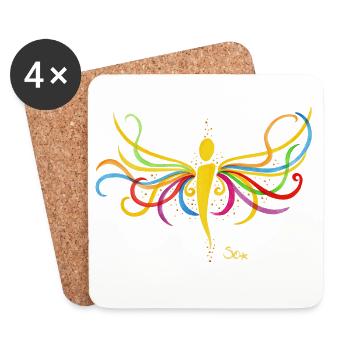 Ange arc-en-ciel - Sonja Ariel von Staden - Dessous de verre (lot de 4) - blanc - Devant