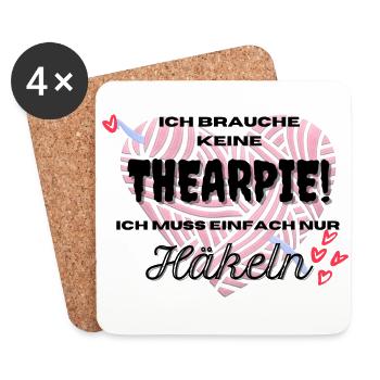 Ich brauche keine Therapie ich muss nur Häkeln - Untersetzer (4er-Set) - Weiß - Vorne