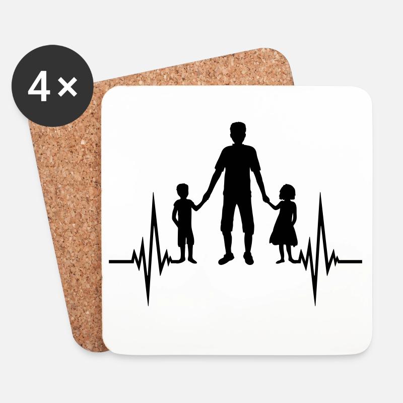 Mädchen Junge Papa Puls - Untersetzer (4er-Set) - Weiß