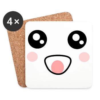 Kawaii Gesicht Kawaii Kostüm Kawaii - Untersetzer (4er-Set) - Weiß - Vorne