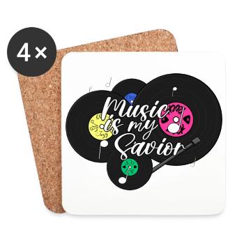 Music is my Savior - Alternative Color Scheme - Coasters (set of 4) - white - Front