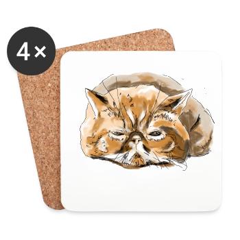 Chat persan - Dessous de verre (lot de 4) - blanc - Devant