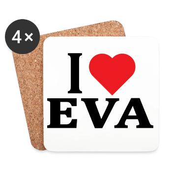 t-shirt I love Eva t-shirt gift idea - Coasters (set of 4) - white - Front