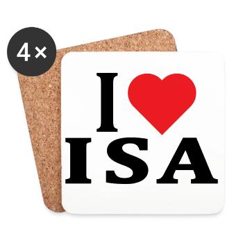 t-shirt I love Isa t-shirt gift idea - Coasters (set of 4) - white - Front