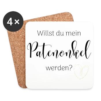 Willst du mein Patenonkel werden - Untersetzer (4er-Set) - Weiß - Vorne