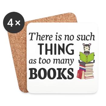 Reading Zebra, no such thing as too many books - Untersetzer (4er-Set) - Weiß - Vorne
