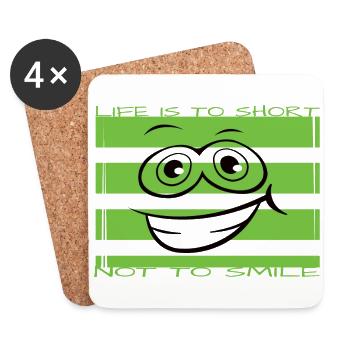 La vie est trop courte pour ne pas sourire - Dessous de verre (lot de 4) - blanc - Devant