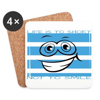 Life is too short not to smile - Coasters (set of 4) - white - Front