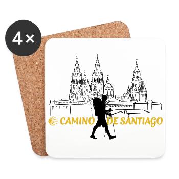Camino - Jakobsweg - Pilgertour - Santiago - Untersetzer (4er-Set) - Weiß - Vorne
